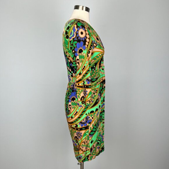 Tibi Womens Green Paisley Long Sleeve Dress Silk Blend Psychedelic Print size M - Picture 5 of 12